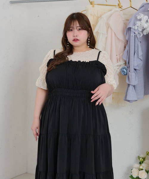 ルオシー☆4L☆アシメデザインキャミワンピース☆ Louiosy 大きいサイズ】アシンメトリーデザインキャミワンピース