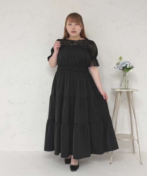 【美品】Louiosy シフォンリボンキャミワンピース 4L ラベンダー Louiosy ワンピース 「大きいサイズ」アソートシャーリング