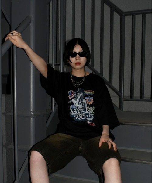 Anytime Songs ジーンズ vintage like chain half denim pants