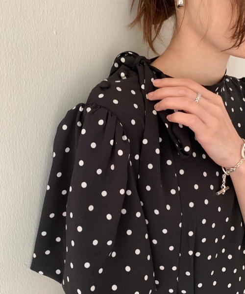 FREE STYLISTS ワンピース YUGA_YGMC Polka dot puff sleeve