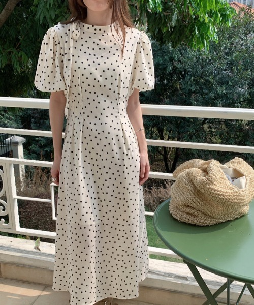 yuna様 ワンピース Mドット FREE STYLISTS ワンピース YUGA_YGMC Polka dot puff sleeve