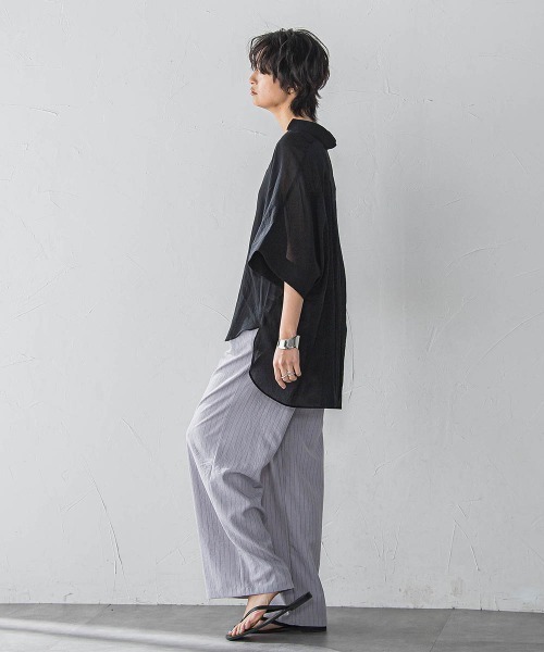 MAYSON GREY ブラウス シャツ シアー楊柳バックタックスキッパー