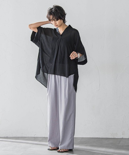 MAYSON GREY ブラウス シャツ シアー楊柳バックタックスキッパー