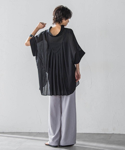 MAYSON GREY ブラウス シャツ シアー楊柳バックタックスキッパー