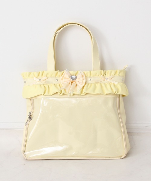DearMyLove トートバッグ フリルたっぷりキラキラハートビジュー痛