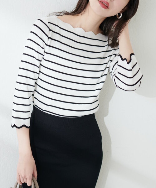 うめこぶ 7/24 natural couture 「natural couture」 7分袖ニット FREE オフ