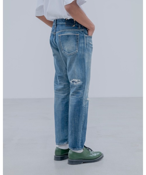 uniform experiment ジーンズ DAMAGED DENIM TAPERED-FIT JEANS メンズ