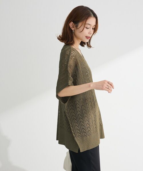 ニット セーター 透かし編みニットチュニック レディース Green Parks チュニック 透かし編みニットチュニック : ZOZOTOWN