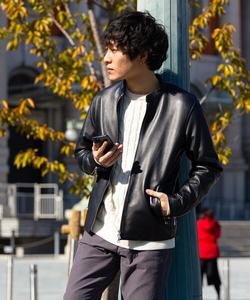 BEAMS HEART（ビームス ハート） レザーブルゾン LARGE ブラック
