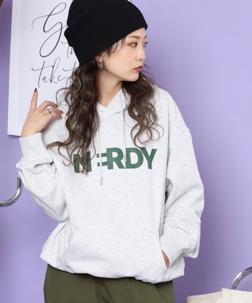 NERDY パーカー ビッグブレンクロゴフーディー メンズ レディース