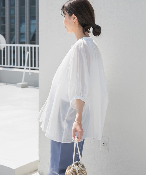 「URBAN RESEARCH DOORS」 半袖ブラウス MEDIUM オフホワイト レディース URBAN RESEARCH DOORS 「URBAN DOORS」 半袖ブラウス MEDIUM