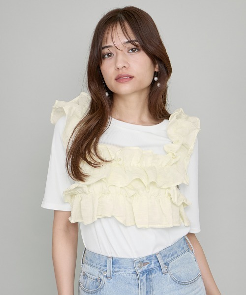tシャツ ギャザーフリルTシャツ「手洗い可能」 レディース