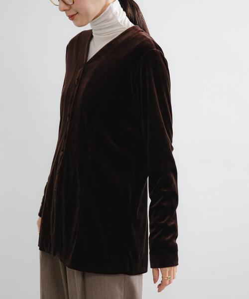 URBAN RESEARCH カーディガン ベロアカーディガン レディース