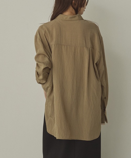 ブラウス シャツ ツヤストライプ オーバーシャツ レディース | hunch | 16