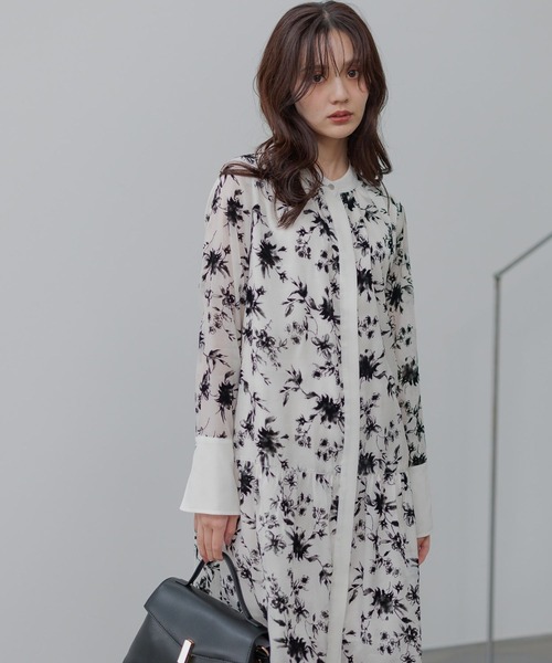 Andemiu（アンデミュウ） ワンピース フロッキープリントシャツミニ