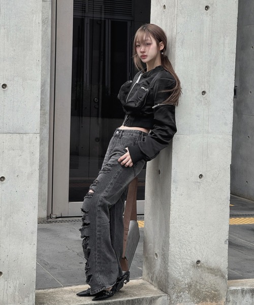 KsG ma1 ma-1 Pocket Shirring Cropped MA1 レディース メンズ