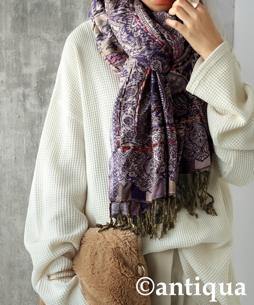 antiqua（アンティカ） ストール マフラー エスニック柄 大判ストール