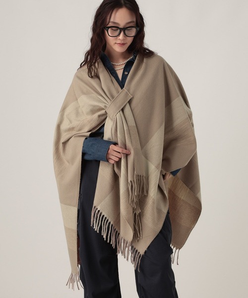Elura（エルーラ） ストール マフラー チェックフリンジケープ/587988