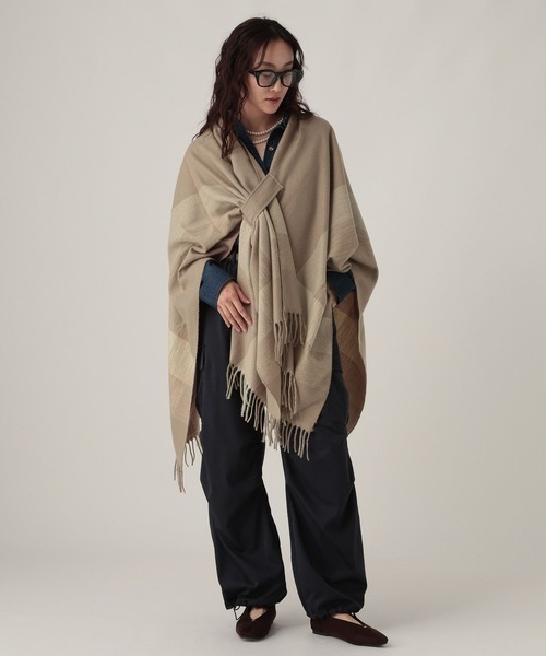 Elura（エルーラ） ストール マフラー チェックフリンジケープ/587988