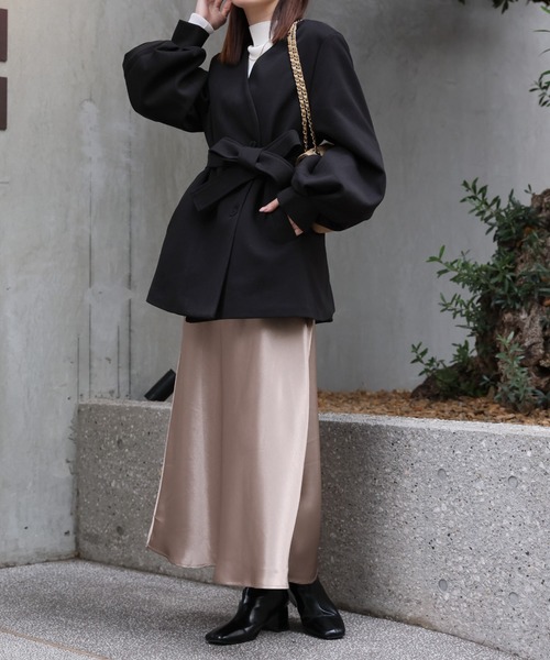 sakishimatokyo ノーカラーコート コート ボリュームスリーブフレア