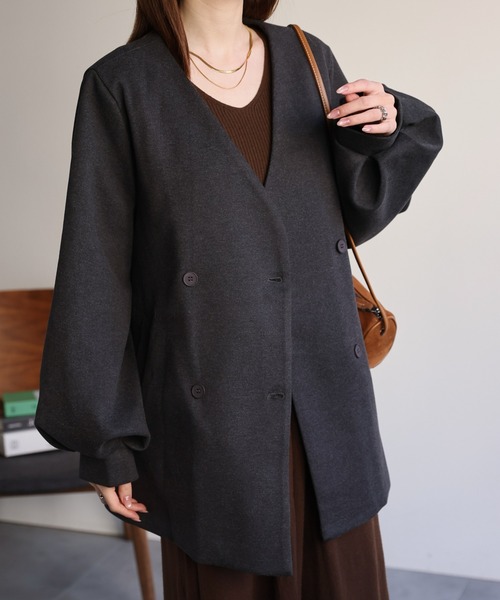 sakishimatokyo ノーカラーコート コート ボリュームスリーブフレア