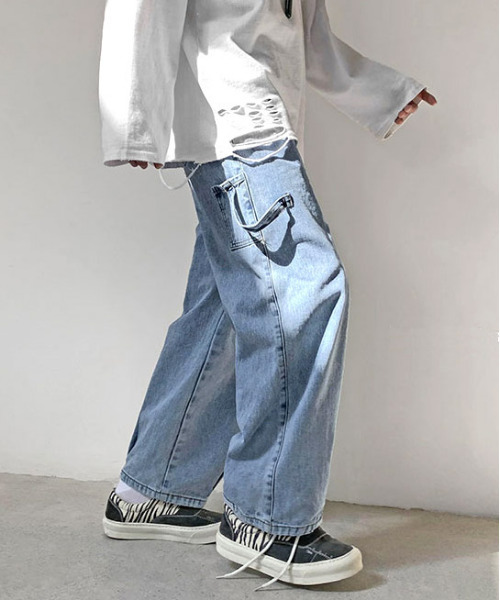 「neos」 デニムパンツ LARGE サックスブルー メンズ_画像4