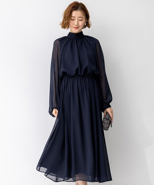 シフォンドレス 23区（ニジュウサンク） ドレス ドットクレープシフォン ドレス