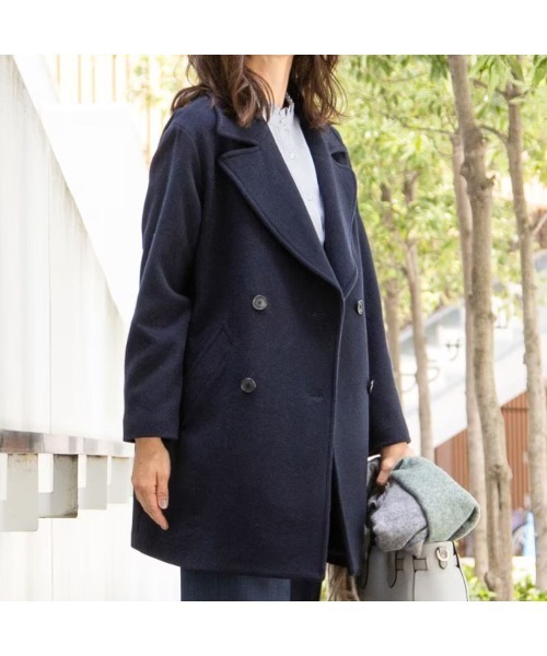 AOYAMA ピーコート pコート 「カシミヤブレンド」ウールショート丈P