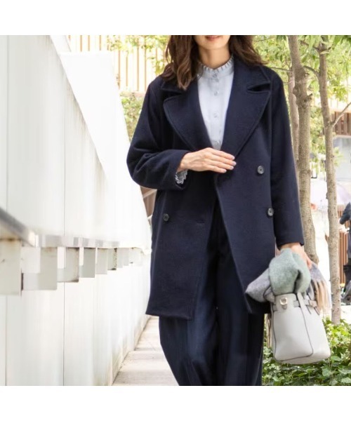 AOYAMA ピーコート pコート 「カシミヤブレンド」ウールショート丈P