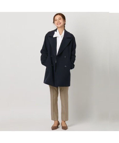 AOYAMA ピーコート pコート 「カシミヤブレンド」ウールショート丈P