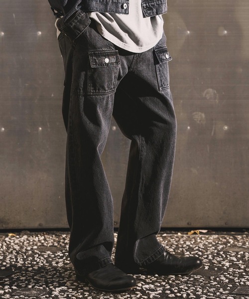 WONDER WALL MOTEL ジーンズ mp14449-AGING BLACK DENIM BUSH PANTS