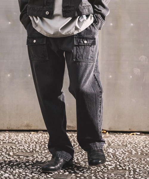 WONDER WALL MOTEL ジーンズ mp14449-AGING BLACK DENIM BUSH PANTS
