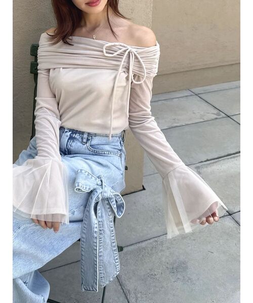 dazzlin（ダズリン） tシャツ シアーベロアオフショルトップスII