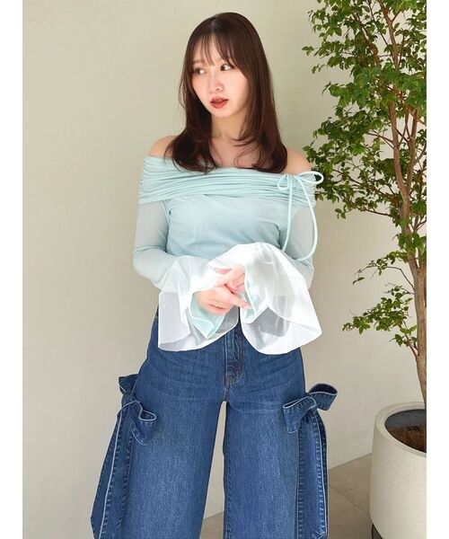 dazzlin（ダズリン） tシャツ シアーベロアオフショルトップスII