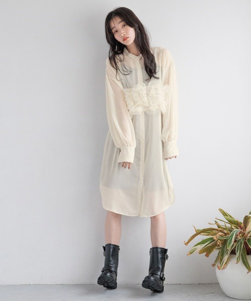 「LOWRYS FARM」 長袖ワンピース FREE ブルー レディース_画像4