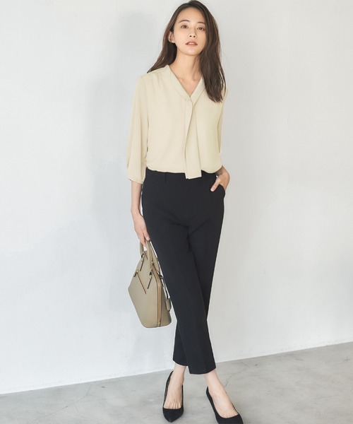 「Flolia」 7分袖ブラウス M グレー レディース_画像7
