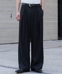 SINSS ワイドパンツ スラックス Box tuck check slacks / ボックス