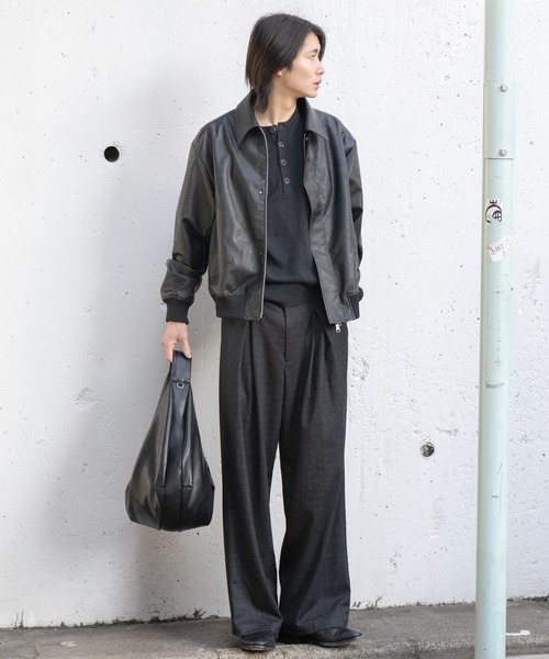 SINSS ワイドパンツ スラックス Box tuck check slacks / ボックス