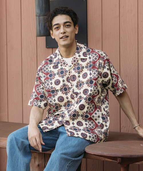 「FREAK'S STORE」 半袖シャツ MEDIUM ブラウン メンズ_画像3