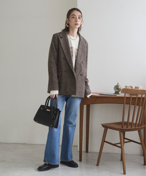「ANGIE」 テーラードジャケット MEDIUM ブラウン レディース_画像2
