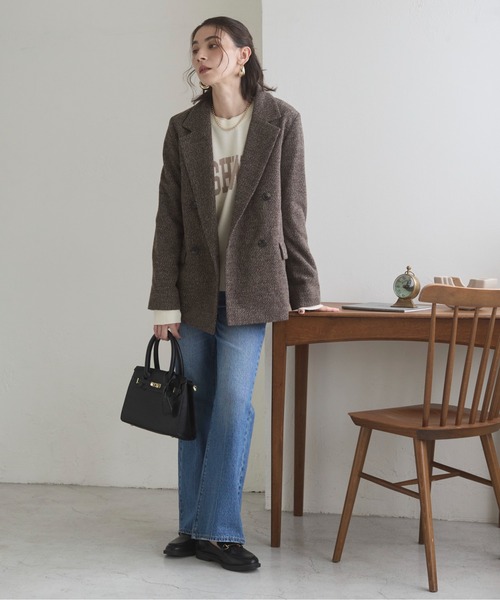 「ANGIE」 テーラードジャケット MEDIUM ブラウン レディース_画像3