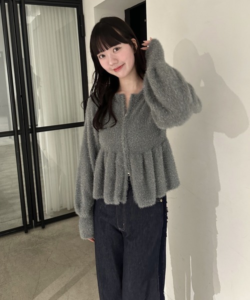 「mellowneon」 ニットカーディガン FREE ライトグレー レディース_画像5