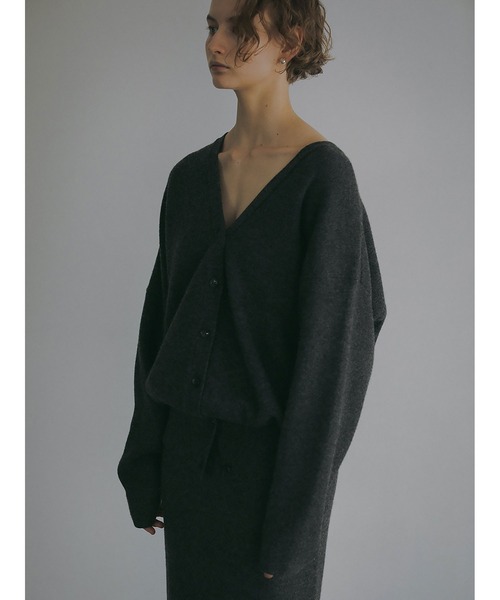 「HER.」 ニットカーディガン フリー チャコールグレー レディース_画像4