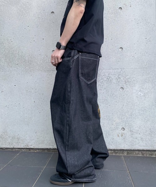 lilful ワイドパンツ ジーンズ 「26年春夏新作」ファイヤーマン メタル 