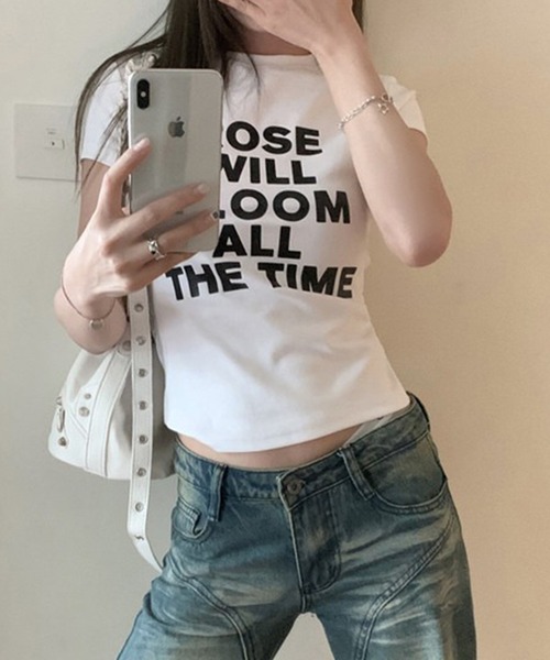 lilful tシャツ 半袖 「26年春夏新作」レタリングロゴ タイトフィット