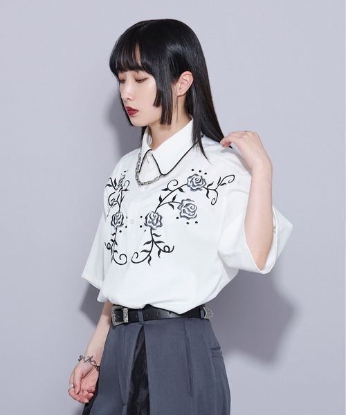 「Ellno Loset」 長袖シャツ MEDIUM ブラック メンズ_画像9