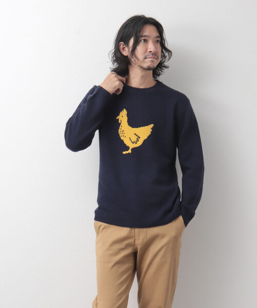 「NOLLEY'S goodman」 長袖ニット M ネイビー メンズ_画像6