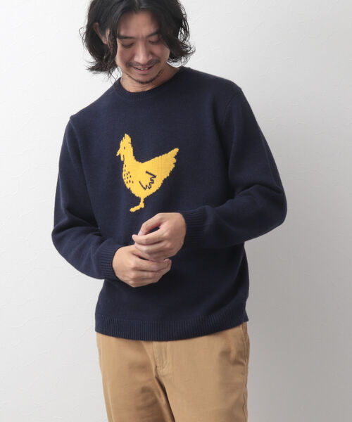 「NOLLEY'S goodman」 長袖ニット M ネイビー メンズ_画像7