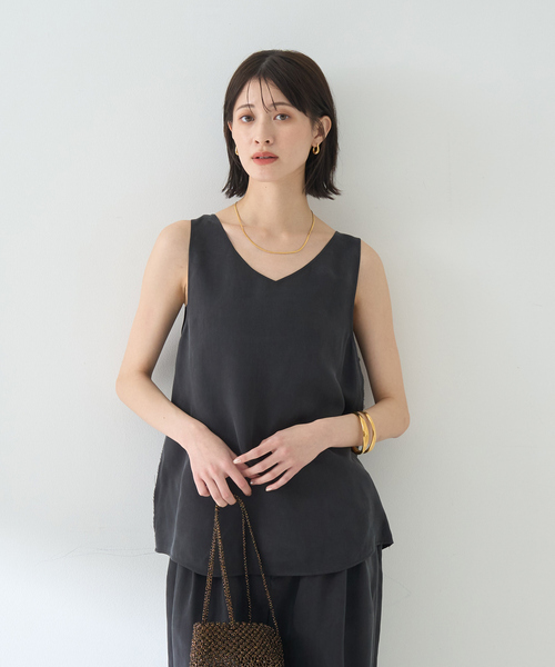 「Rouge vif」 ノースリーブブラウス フリー チャコールグレー レディース_画像7