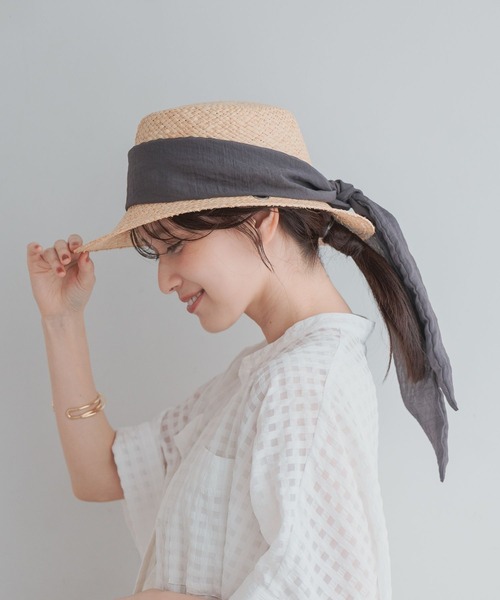 MAISON N.H PARIS ベージュ ストローハット MAISON N.H PARIS（メゾンエヌ アッシュパリ） ストローハット FREE